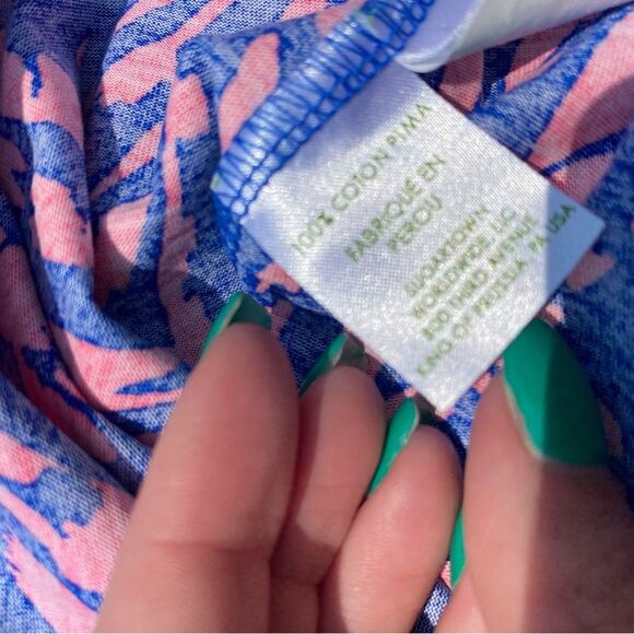 Lilly Pulitzer size 2/4 rolling in the grass blue pink strapless zebra dress - Picture 5 of 12